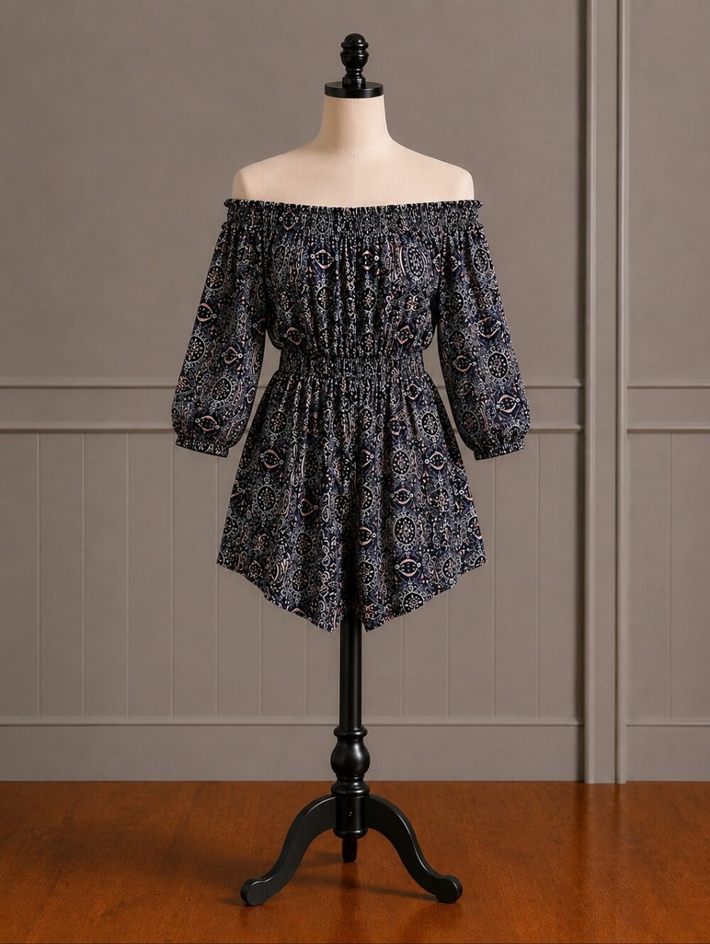 Free People Boho Off-Shoulder Paisley Romper